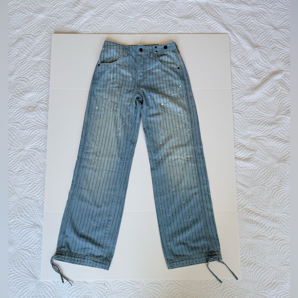 Free People We The Free Don't Wait Up Pinstripe Boyfriend Jeans, Blue | 26 - Picture 5 of 11